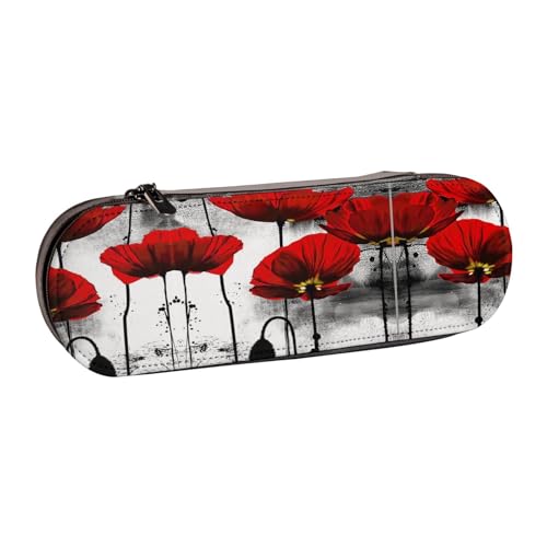 XLEWSIEU Schönes Federmäppchen aus Leder mit Blumendruck, stilvolle und funktionale Stiftemappe, Kosmetiktasche, Kleingeldbox, Schwarz , Einheitsgröße, Schulranzen-Set von XLEWSIEU