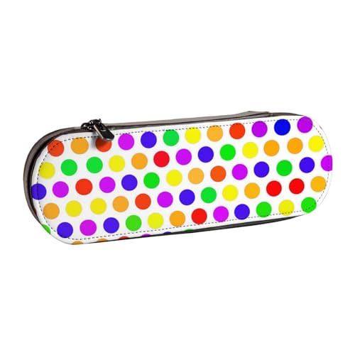 XLEWSIEU Schönes Federmäppchen aus Leder mit Punktemuster, stilvolle und funktionale Stiftemappe, Kosmetiktasche, Kleingeldbox, Schwarz , Einheitsgröße, Schulranzen-Set von XLEWSIEU
