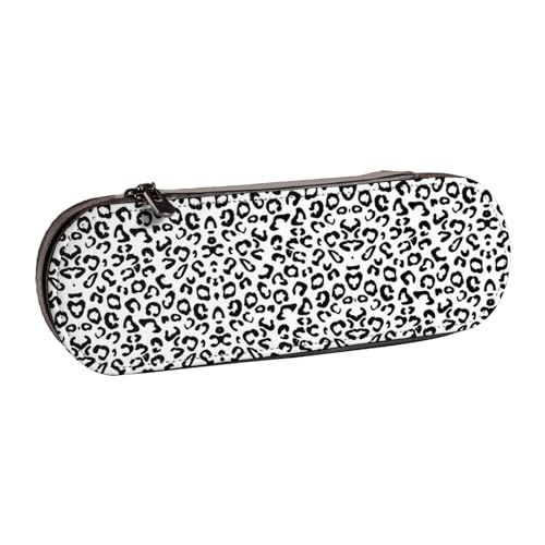 XLEWSIEU Schwarzes Federmäppchen aus Leder mit Leopardenmuster, stilvolle und funktionale Stiftemappe, Kosmetiktasche, Kleingeldbox, Schwarz , Einheitsgröße, Schulranzen-Set von XLEWSIEU