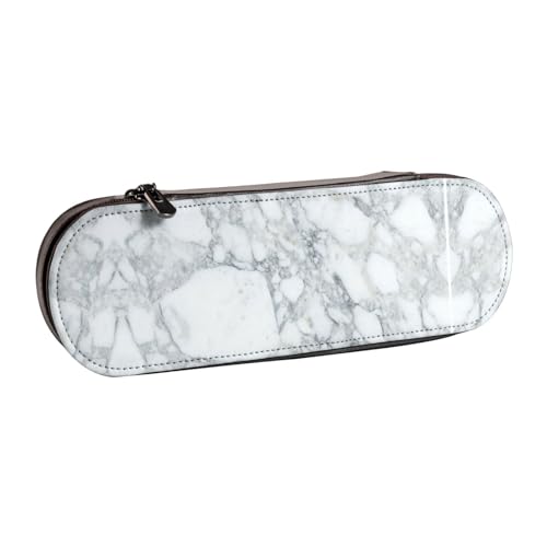 XLEWSIEU Schwarzes strukturiertes Federmäppchen aus Leder mit Marmor-Druck, stilvolle und funktionale Stiftemappe, Kosmetiktasche, Kleingeldbox, Schwarz , Einheitsgröße, Schulranzen-Set von XLEWSIEU