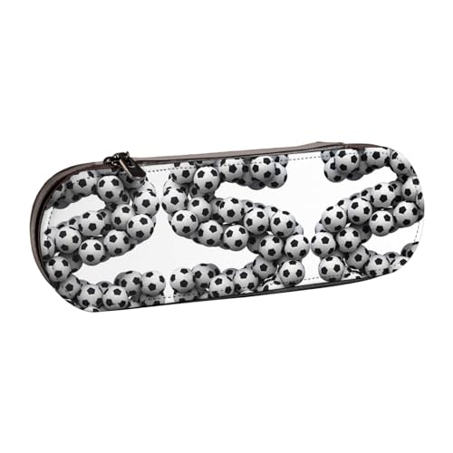 XLEWSIEU Soccer-Font-Lette Druck Leder Federmäppchen Stylisch & Funktional Stifteetui Kosmetiktasche Kleingeldbox, Schwarz , Einheitsgröße, Schulranzen-Set von XLEWSIEU