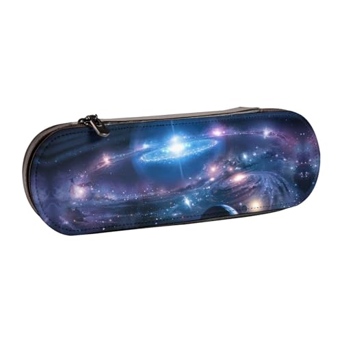 XLEWSIEU Space Planets Print Leder Federmäppchen Stilvoll & Funktional Stifteetui Kosmetiktasche Kleingeldbox, Schwarz , Einheitsgröße, Schulranzen-Set von XLEWSIEU