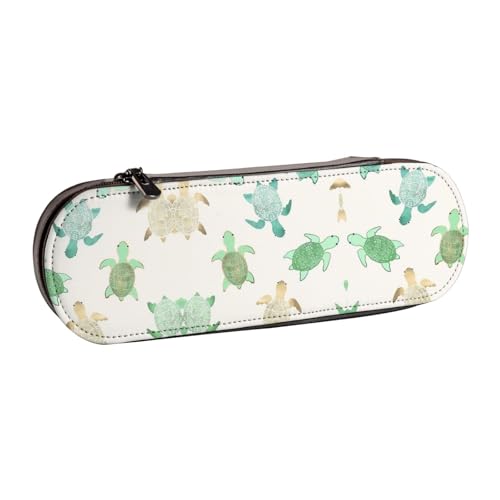 XLEWSIEU Turtle Write Print Leder Federmäppchen Stilvolle & Funktionale Stifteetui Kosmetiktasche Kleingeldbox, Schwarz , Einheitsgröße, Schulranzen-Set von XLEWSIEU