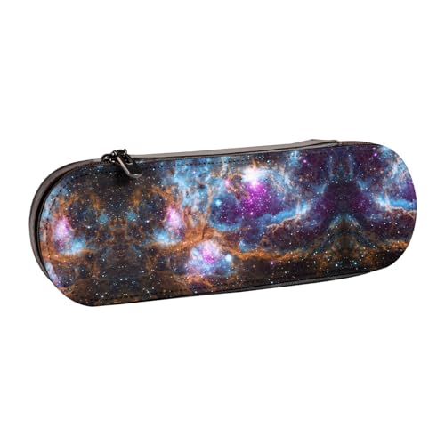 XLEWSIEU Universum Galaxy Space Print Leder Federmäppchen Stilvoll & Funktional Stifteetui Kosmetiktasche Kleingeldbox, Schwarz , Einheitsgröße, Schulranzen-Set von XLEWSIEU