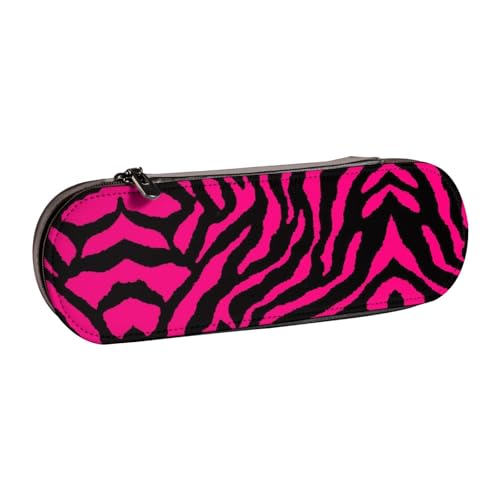 XLEWSIEU Zebra Tiger Leopard Rosa Druck Leder Federmäppchen Stilvolle & Funktionale Stifteetui Kosmetiktasche Kleingeldbox, Schwarz , Einheitsgröße, Schulranzen-Set von XLEWSIEU