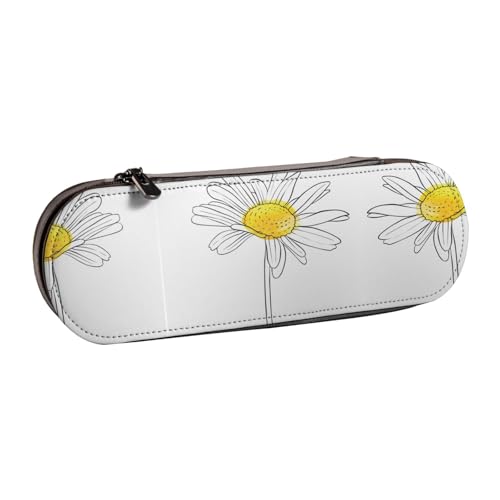 XLEWSIEU Zeichnung Blume Druck Leder Federmäppchen Stilvoll & Funktional Stifteetui Kosmetiktasche Kleingeldbox, Schwarz , Einheitsgröße, Schulranzen-Set von XLEWSIEU