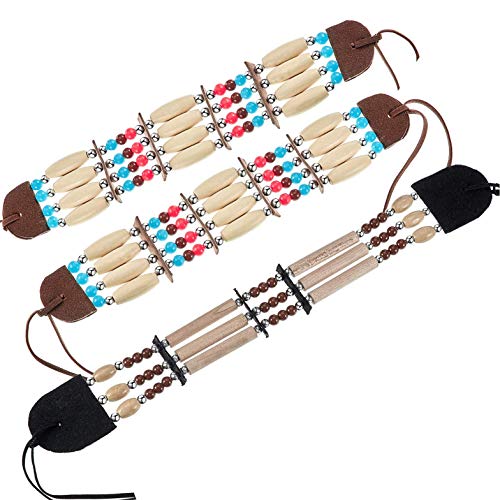 XLKJ 3 Stück Indianer Halskette Mädchen Bohemia Stil Holz Perle Halskette Indianer Kostüm Zubehör von XLKJ