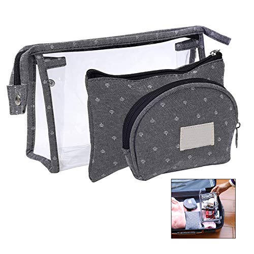 XLKJ 3er Set Flugzeugbeutel Kulturbeutel transparent für Reisen, Wasserdicht Make-up Tasche PVC Kulturtasche für Frauen, Grau von XLKJ