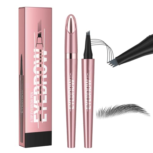 Augenbrauenstift Wasserfest,3D Augenbrauenstift Wasserfest Wischfest Microblading Pen mit 4 Gabelspitze Applikator,Präzises & einfaches Definieren der Augenbrauen (03#Gray) von XLSBZ