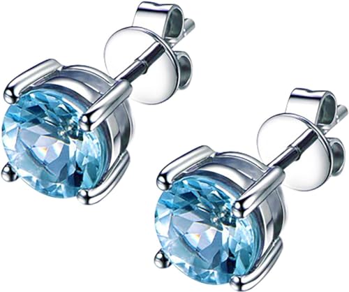 Ohrringe, natürliche Morganit-Farbstein-Ohrstecker, 6 mm, feminine, elegante Ohrringe, Kreuz-Ohrringe für Damen (Farbe: Himmelblau, Größe: Einheitsgröße) (Himmelblau, Einheitsgröße) von XLTEAM