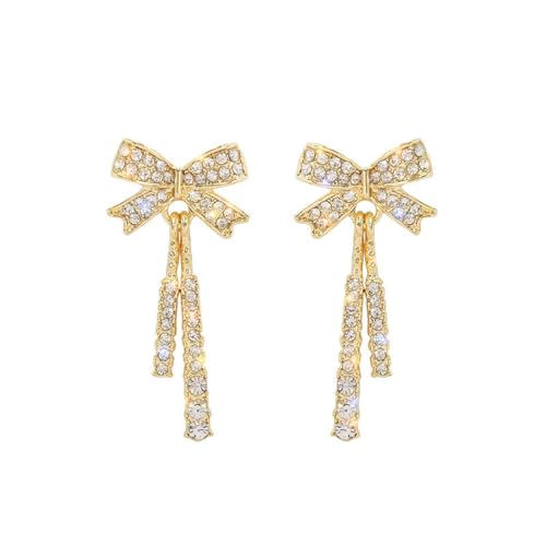 Ohrringe Bowknot Cubic Zirkonia Kristall Tropfen Ohrringe für Frauen Koreanischer Modeschmuck Geburtstagsgeschenke von XLTEAM