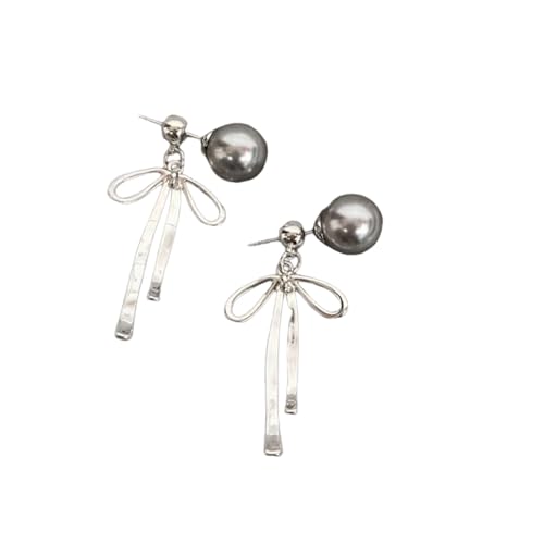 Ohrringe Elegante graue Perle Schleife baumeln Ohrringe für Frauen minimalistische abnehmbare Kamelie trendiges Accessoire Mode Schmuck Geburtstagsgeschenke von XLTEAM