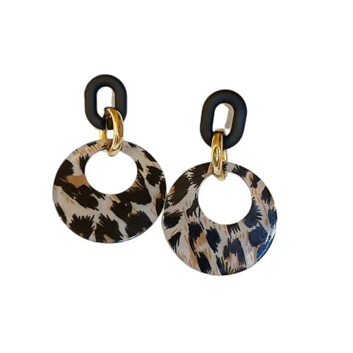 Ohrringe Leopard Kreis Ohrringe für Frauen Retro Mode Persönlichkeit Tropfen Ohrringe Einzigartige geometrische Nischenschmuck Date Nächte Geburtstagsgeschenke von XLTEAM