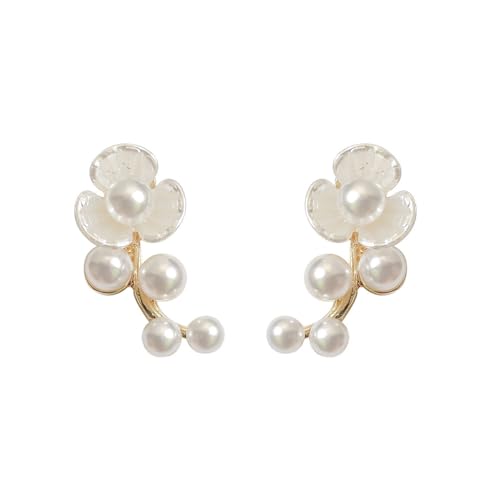 XLTEAM Ohrringe Mode Französischer Retro-Stil Persönlichkeit Süße Blume Ohrringe Imitation Perlenohrringe für Frauen Geburtstagsgeschenke von XLTEAM
