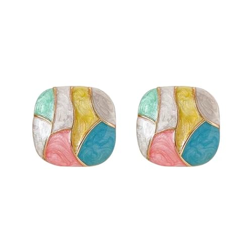 Ohrringe Premium Bonbons Bunte Emaille Geometrische quadratische Ohrstecker Damenmode Schmuck Party Süße Accessoires für Mädchen Geburtstagsgeschenke von XLTEAM