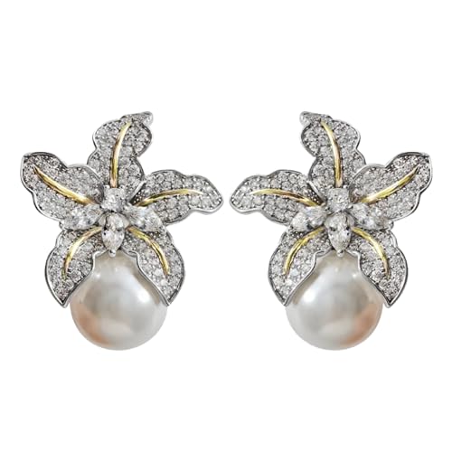 Ohrringe Simulierte Perle Blume Ohrstecker für Frauen Verlobung Hochzeit Accessoires Temperament süße Mädchen Schmuck Geburtstagsgeschenke von XLTEAM