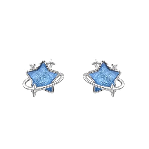 Ohrringe Süßer blauer Kristall Pentagramm Ohrstecker für Frauen Mädchen romantischer Sternenhimmel Herz Perle Design Accessoire Mode Schmuck Geburtstagsgeschenke von XLTEAM