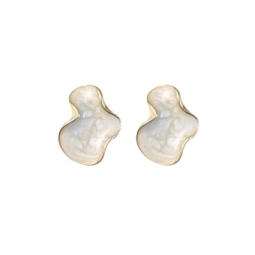 Ohrringe Weiße Wolke Drip Emaille Ohrringe Unregelmäßige Welle Rand Ohrstecker für Frauen Mädchen Minimalistisches Design Schmuck Geburtstagsgeschenke von XLTEAM