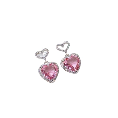 Ohrringe Zirkonia Ohrringe für Frauen rosa Herz Ohrringe Temperament Verlobung Hochzeit Luxus Accessoires Mode Schmuck Geburtstagsgeschenke von XLTEAM