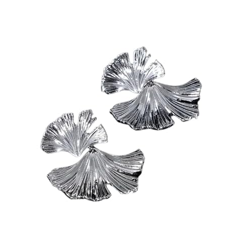 Ohrringe einfache silberfarbene Metallohrringe für Frauen große Pflanze Ginkgoblatt Ohrringe Mode Statement Ohrstecker Ohrstecker Schmuck Geburtstagsgeschenke von XLTEAM
