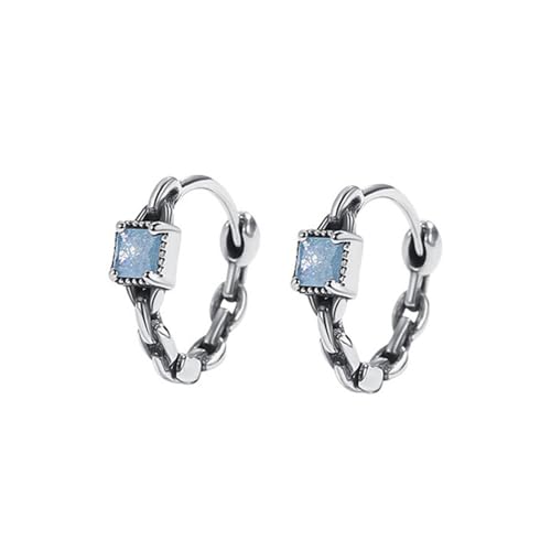 Ohrringe wunderschöner blauer Zirkon-Creolen für Frauen Silberfarbene Vintage-Hochzeit Ohrringe klassischer kleiner runder Kreis Ohrringe Schmuck Geburtstagsgeschenke von XLTEAM