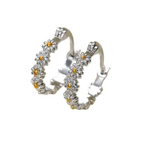 Ohrringe zarte Gänseblümchen runde Creolen für Frauen Accessoires romantisches Geschenk Braut Hochzeit Statement Schmuck Geburtstagsgeschenke von XLTEAM