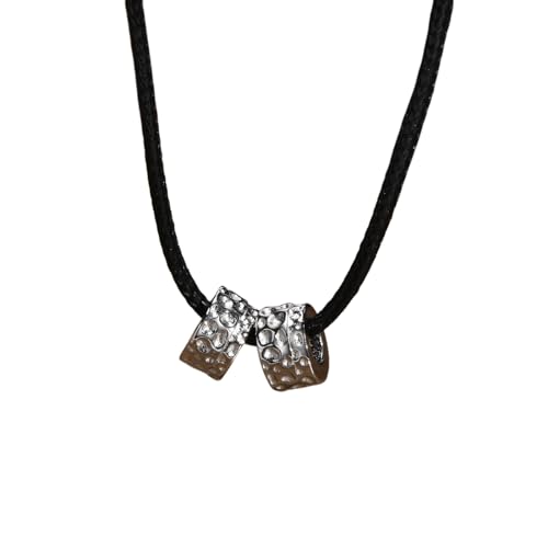 XLTEAM Halskette Anhänger Perlen Halsband für Männer Gehämmerte Perlenkette Einfaches modisches Geschenk für Freund Ehemann und Papa Schmuck Geburtstagsgeschenk von XLTEAM