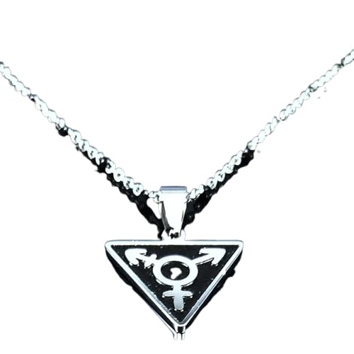 XLTEAM Lässige Halskette Anhänger Dunkel Schwarz Emaille Transgender Halskette Männlich Weiblich Symbol Dreieck Schwul Anhänger Halskette Schmuck N1838S03 Party Schmuck Geburtstagsgeschenk von XLTEAM