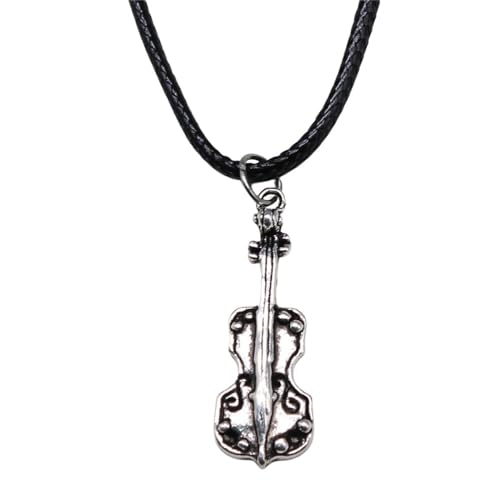 XLTEAM Lässige Halskette Anhänger Imitation schwarz Leder Seil Kette Halskette Cello Anhänger Party Schmuck Geburtstagsgeschenk von XLTEAM