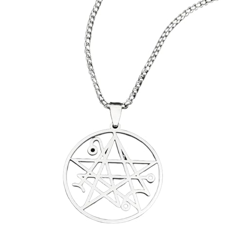 XLTEAM Lässige Halskette Anhänger Necronomicon Halskette Männer Satan Anhänger LOVECRAFT CTHULHU Patch Satan PIN Schmuck Bijoux Homme N7136S03 Party Schmuck Geburtstagsgeschenk von XLTEAM