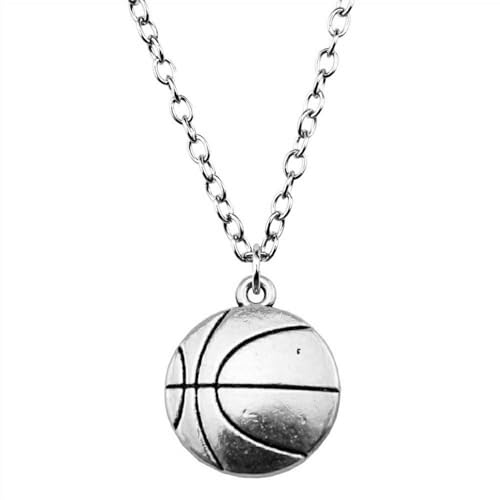 XLTEAM Unisex Halskette Anhänger Damen Basketball Anhänger Halskette, Antik Silber Farbe Vintage Einfach, Geburtstagsgeschenke von XLTEAM