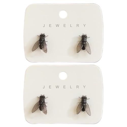 2 Pair Realistic Fly Earrings For Women Men, Simulation Mini Personalized Black Fly Earring, Prank Simulated Animal Earrings,Funny Novelty Abstract Gift (Black) von XLWXDD