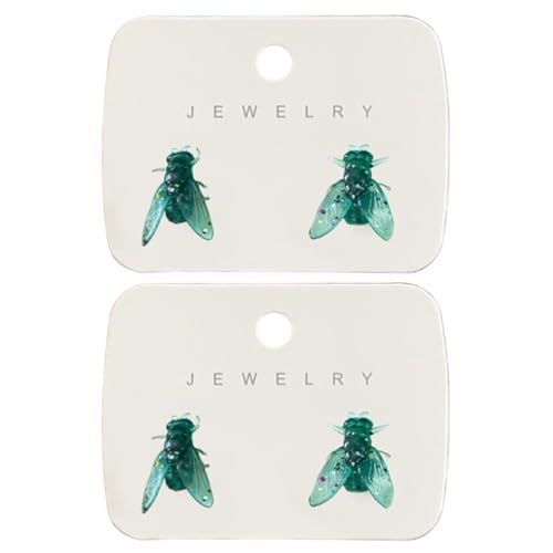 2 Pair Realistic Fly Earrings For Women Men, Simulation Mini Personalized Black Fly Earring, Prank Simulated Animal Earrings,Funny Novelty Abstract Gift (Green) von XLWXDD
