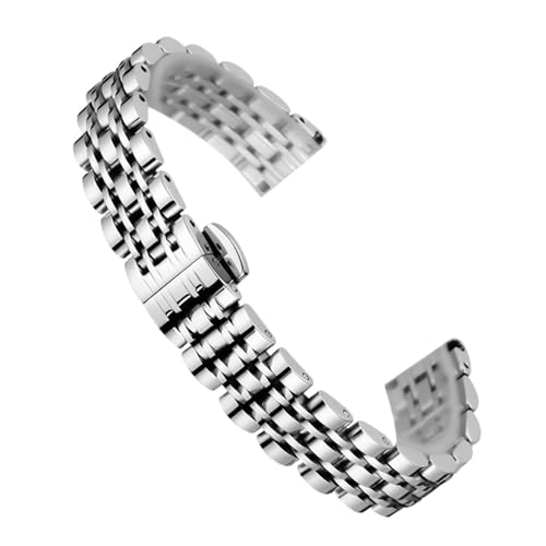XLXKGPGKMK Damen-Uhrenarmbänder, 12 mm, 14, 16, Edelstahlarmband, kleine Größe, universelles Metallarmband(Silver,12mm) von XLXKGPGKMK