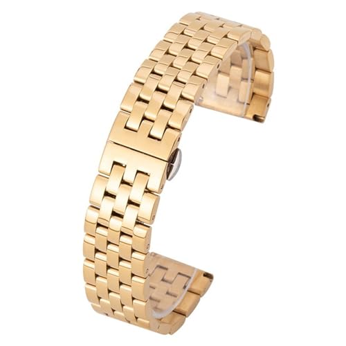 XLXKGPGKMK Dickes Edelstahlarmband, robustes Metall, poliert, Schnellverschluss, solide, kompatibel mit Männern und Frauen(Gold,20mm) von XLXKGPGKMK