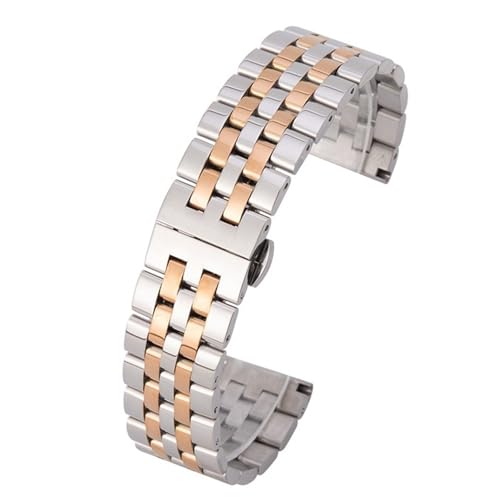 XLXKGPGKMK Dickes Edelstahlarmband, robustes Metall, poliert, Schnellverschluss, solide, kompatibel mit Männern und Frauen(Intermediate Rose Gold,20mm) von XLXKGPGKMK