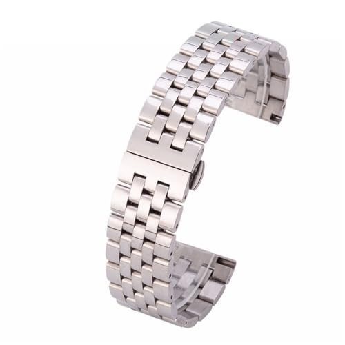 XLXKGPGKMK Dickes Edelstahlarmband, robustes Metall, poliert, Schnellverschluss, solide, kompatibel mit Männern und Frauen(Silver,22mm) von XLXKGPGKMK