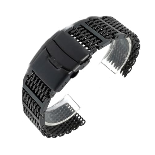 XLXKGPGKMK Edelstahl-Haifischnetzarmband, langlebiger Ersatz for Männer und Frauen for den täglichen Gebrauch(Black,20mm) von XLXKGPGKMK