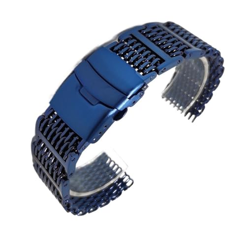 XLXKGPGKMK Edelstahl-Haifischnetzarmband, langlebiger Ersatz for Männer und Frauen for den täglichen Gebrauch(Blue,24mm) von XLXKGPGKMK