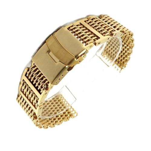 XLXKGPGKMK Edelstahl-Haifischnetzarmband, langlebiger Ersatz for Männer und Frauen for den täglichen Gebrauch(Gold,24mm) von XLXKGPGKMK