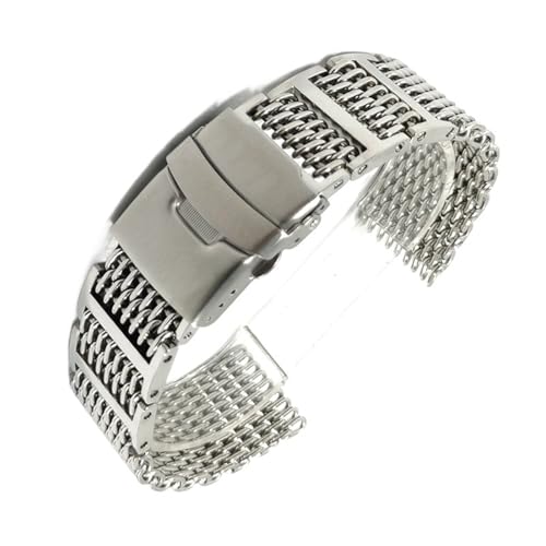 XLXKGPGKMK Edelstahl-Haifischnetzarmband, langlebiger Ersatz for Männer und Frauen for den täglichen Gebrauch(Silver,24mm) von XLXKGPGKMK