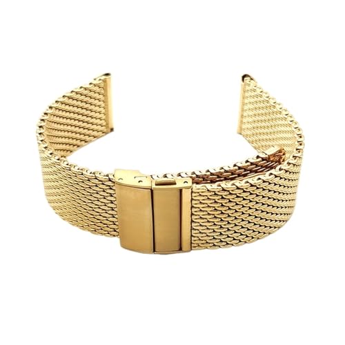 XLXKGPGKMK Edelstahl-Mesh-Armband for Damen und Herren, Schnellverschluss, verstellbar, Metall(Gold,20mm) von XLXKGPGKMK