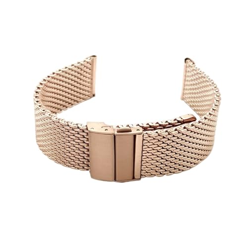 XLXKGPGKMK Edelstahl-Mesh-Armband for Damen und Herren, Schnellverschluss, verstellbar, Metall(Rose gold ﻿,22mm) von XLXKGPGKMK