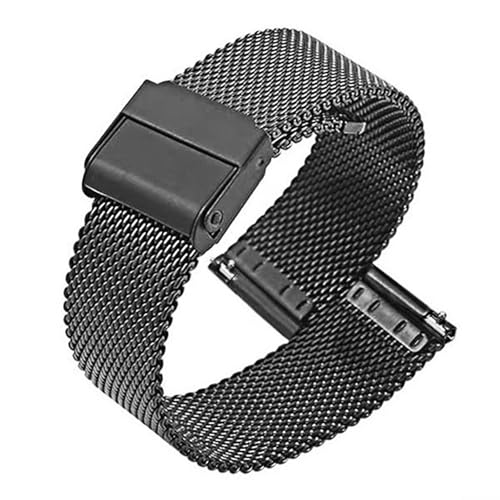 XLXKGPGKMK Edelstahl-Mesh-Armband mit Schnellverschluss, verstellbare Faltschließe aus Metall, austauschbar for Damen und Herren(Black,20mm) von XLXKGPGKMK