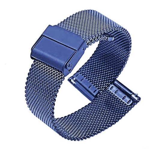 XLXKGPGKMK Edelstahl-Mesh-Armband mit Schnellverschluss, verstellbare Faltschließe aus Metall, austauschbar for Damen und Herren(Blue,12mm) von XLXKGPGKMK