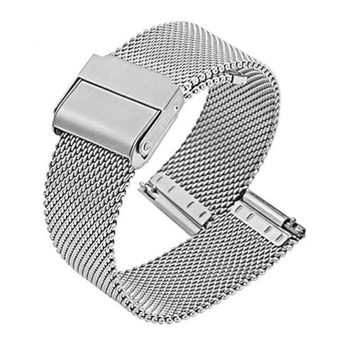 XLXKGPGKMK Edelstahl-Mesh-Armband mit Schnellverschluss, verstellbare Faltschließe aus Metall, austauschbar for Damen und Herren(Silver,18mm) von XLXKGPGKMK