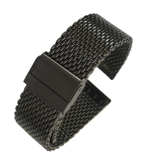 XLXKGPGKMK Edelstahl-Netzarmband for Damen und Herren, Schnellverschluss, verstellbare Sicherheitsschnalle, 18 mm, 20, 22, 24(Black,20mm) von XLXKGPGKMK