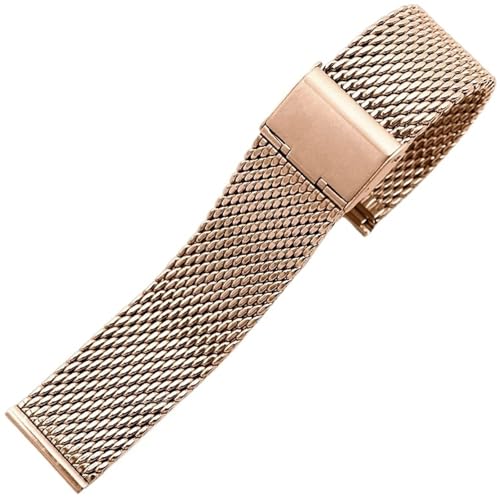 XLXKGPGKMK Edelstahl-Netzarmband for Damen und Herren, Schnellverschluss, verstellbare Sicherheitsschnalle, 18 mm, 20, 22, 24(Rose gold,20mm) von XLXKGPGKMK