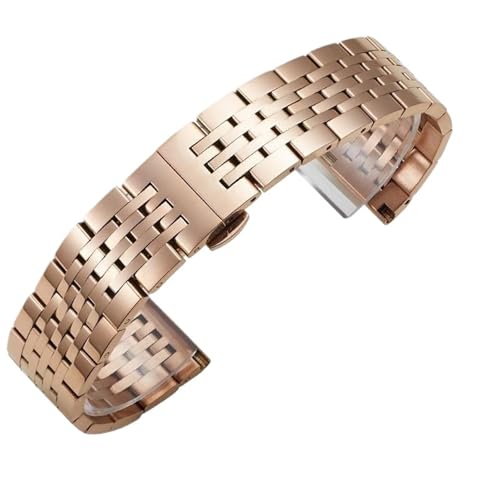 XLXKGPGKMK Edelstahlarmband, Metallarmband, ungefaltet, Doppel-Flip-Lock, for Damen und Herren(Rose Gold B,23mm) von XLXKGPGKMK