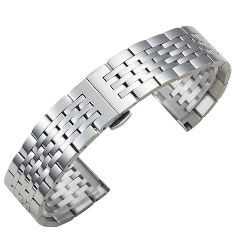 XLXKGPGKMK Edelstahlarmband, Metallarmband, ungefaltet, Doppel-Flip-Lock, for Damen und Herren(Silver B,17mm) von XLXKGPGKMK